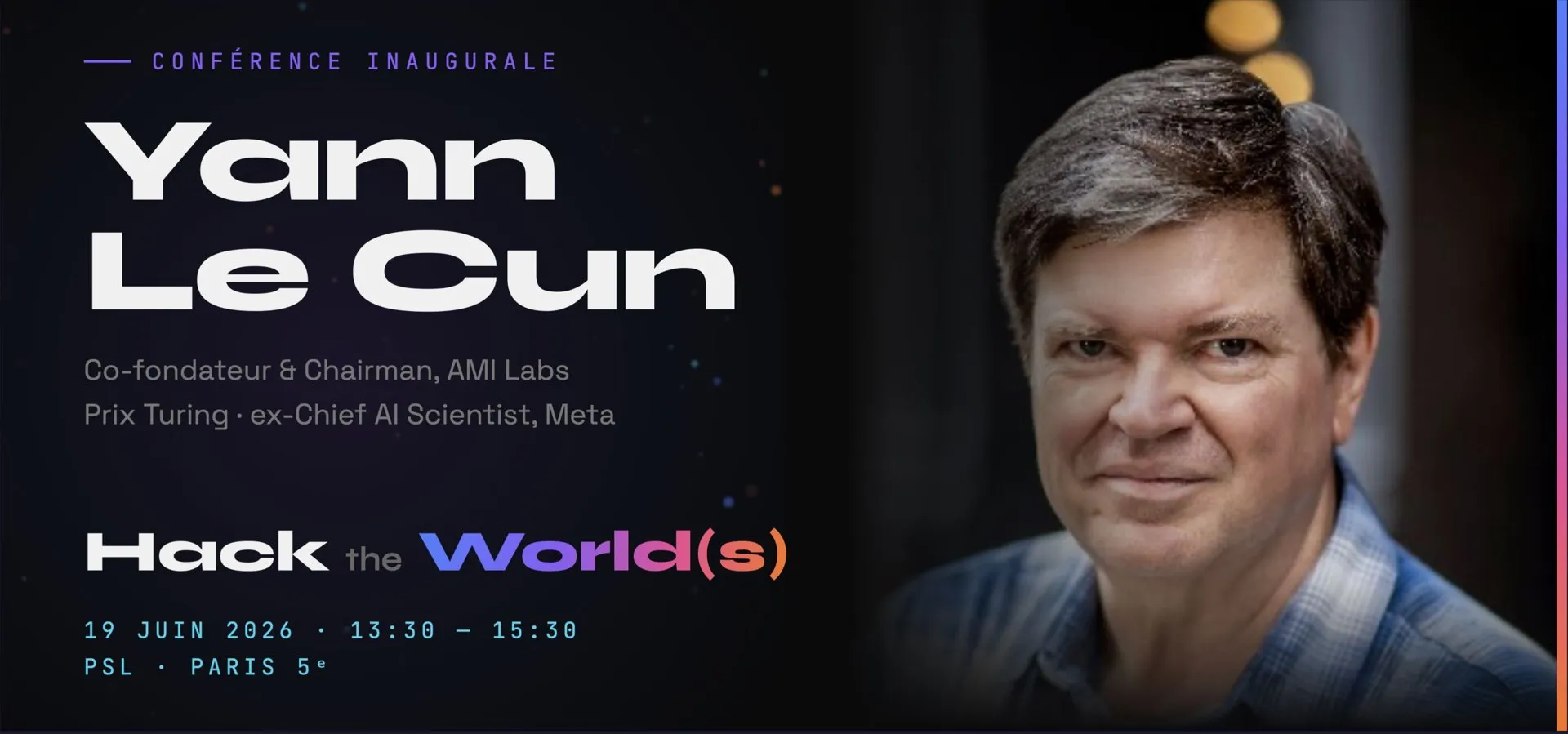 Visuel de l'événement « Hack the World(s) : 24 heures pour repenser l'IA, avec Yann LeCun »