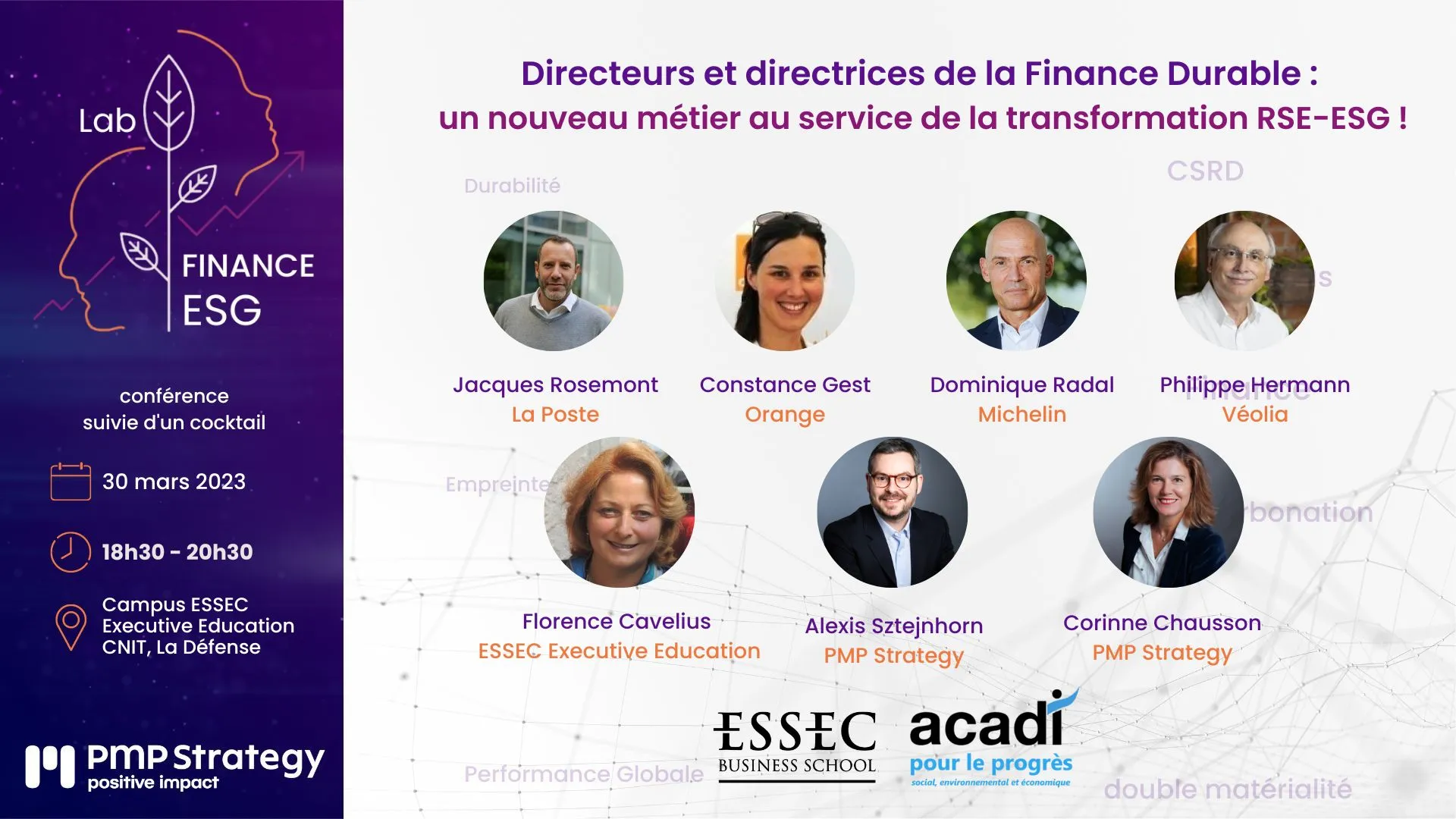 Visuel de l'événement « Directeurs et directrices de la finance durable : un nouveau métier au service de la transformation RSE-ESG »