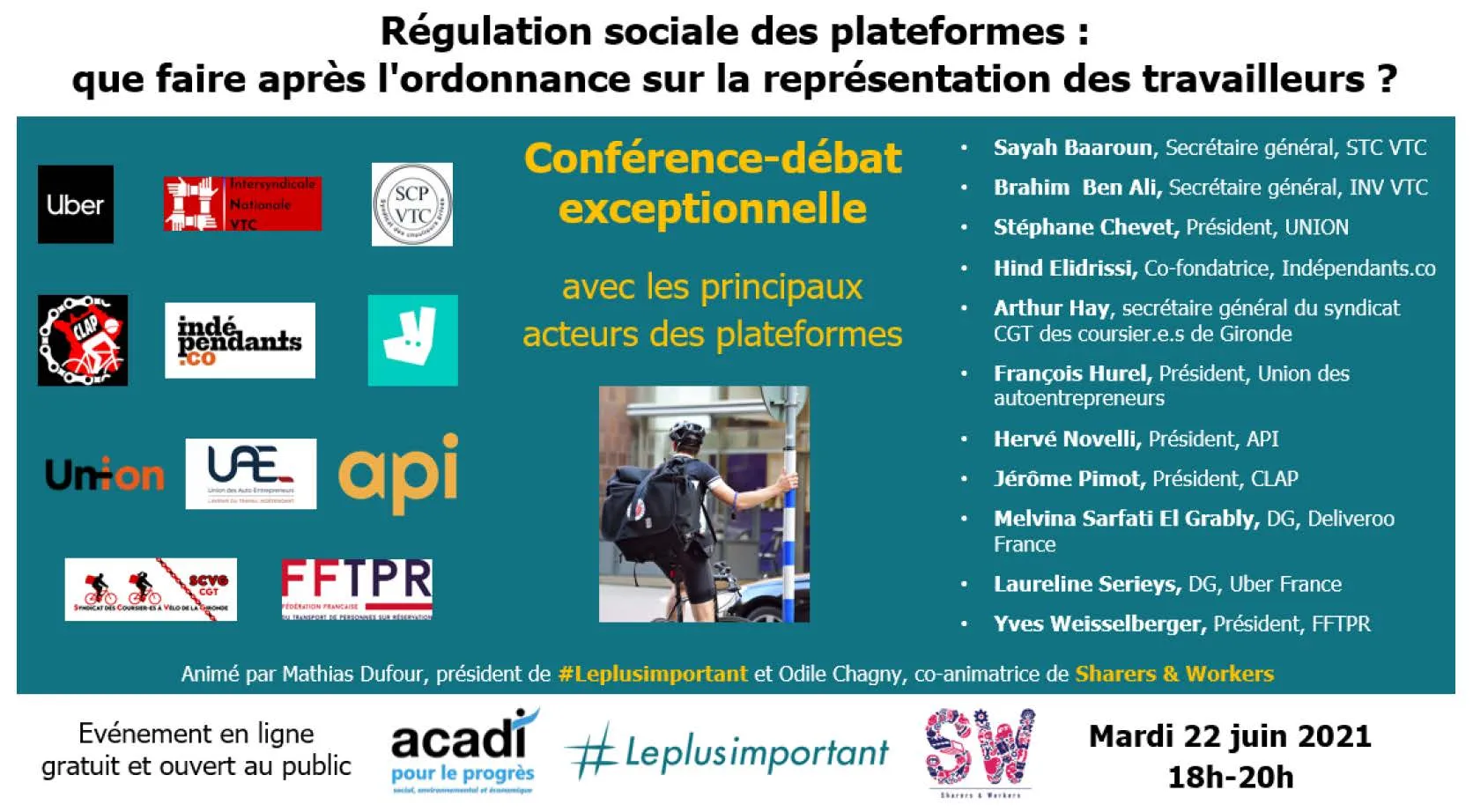 Visuel de l'événement « Régulation sociale des plateformes : que faire après l'ordonnance sur la représentation des travailleurs ? »